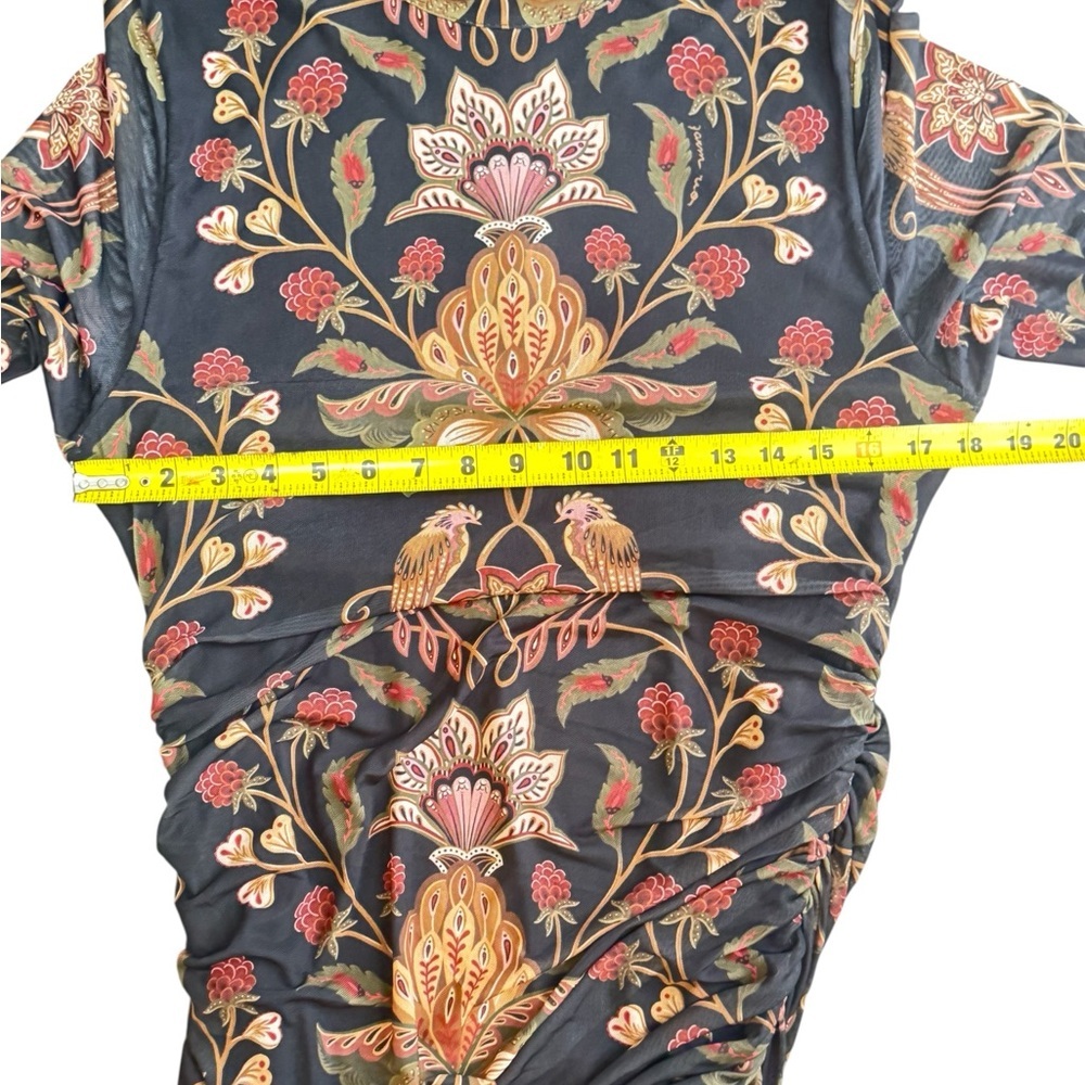 Farm Rio Transparent Berry Garden Long Sleeve Ruched Dress Size XL - Picture 14 of 14